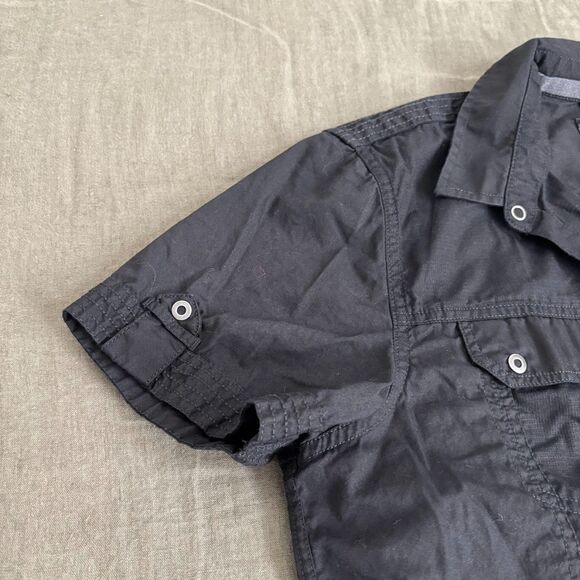 G by Guess Men's y2k button up black shirt with zipper details - Picture 4 of 8